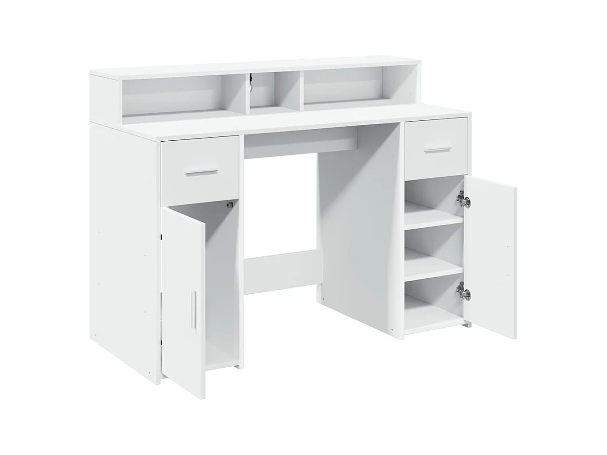 Bureau avec lumières LED blanc 120x55x91 cm bois d'ingénierie