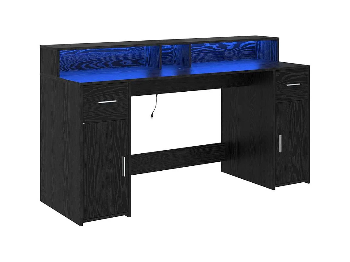 Bureau met lade Zwart eiken 160 x 55 x 91 cm Bewerkt hout