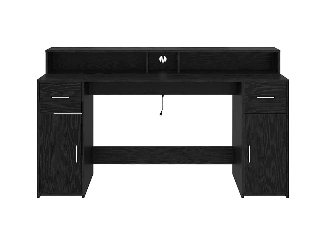 Bureau met lade Zwart eiken 160 x 55 x 91 cm Bewerkt hout