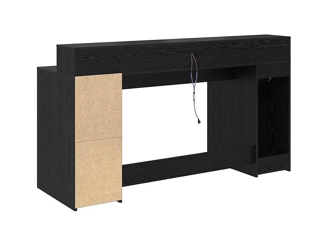 Bureau met lade Zwart eiken 160 x 55 x 91 cm Bewerkt hout