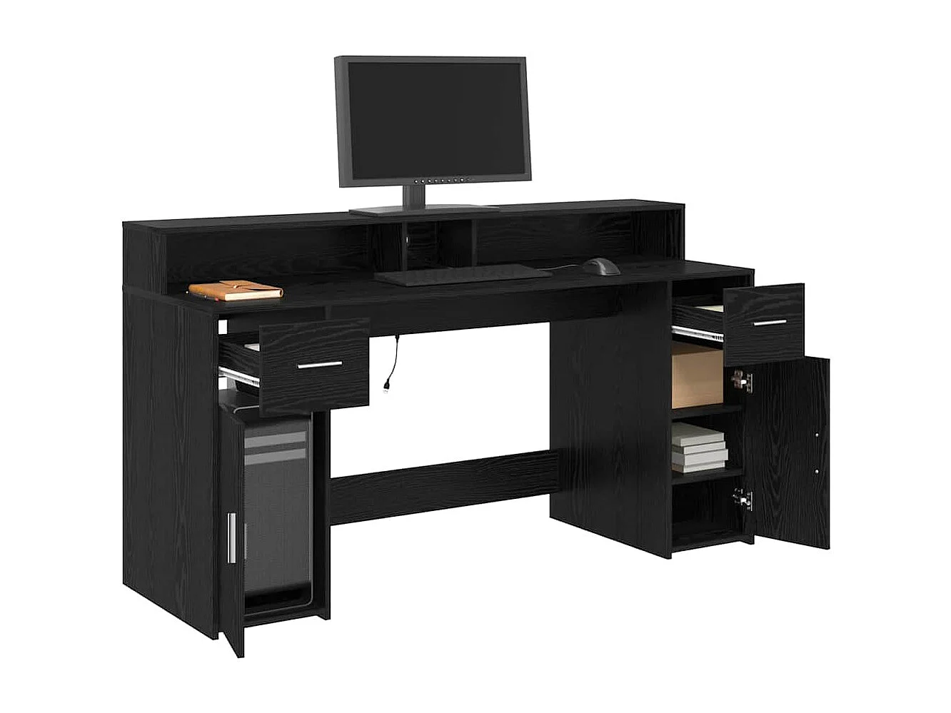 Bureau avec porte Chêne noir 160 x 55 x 91 cm Bois d'ingénierie