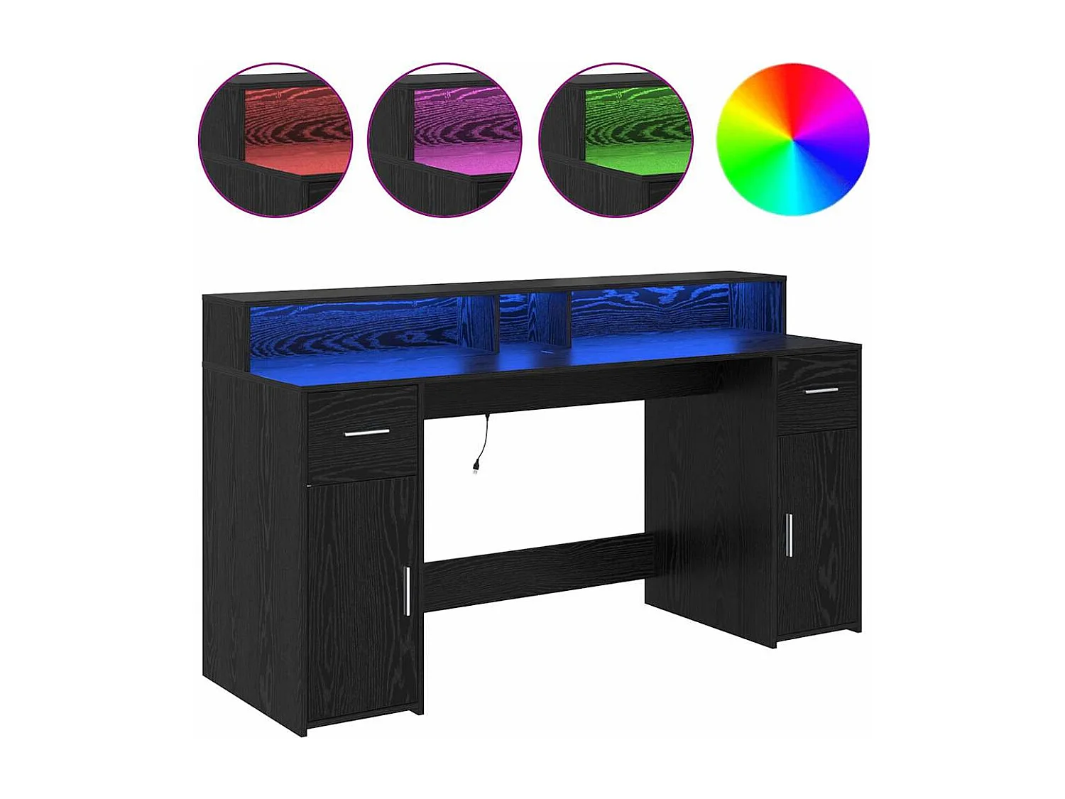 Bureau avec porte Chêne noir 160 x 55 x 91 cm Bois d'ingénierie