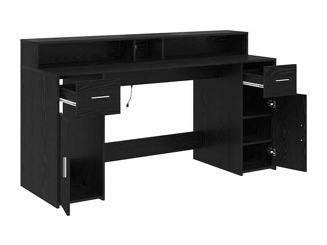 Bureau avec porte Chêne noir 160 x 55 x 91 cm Bois d'ingénierie