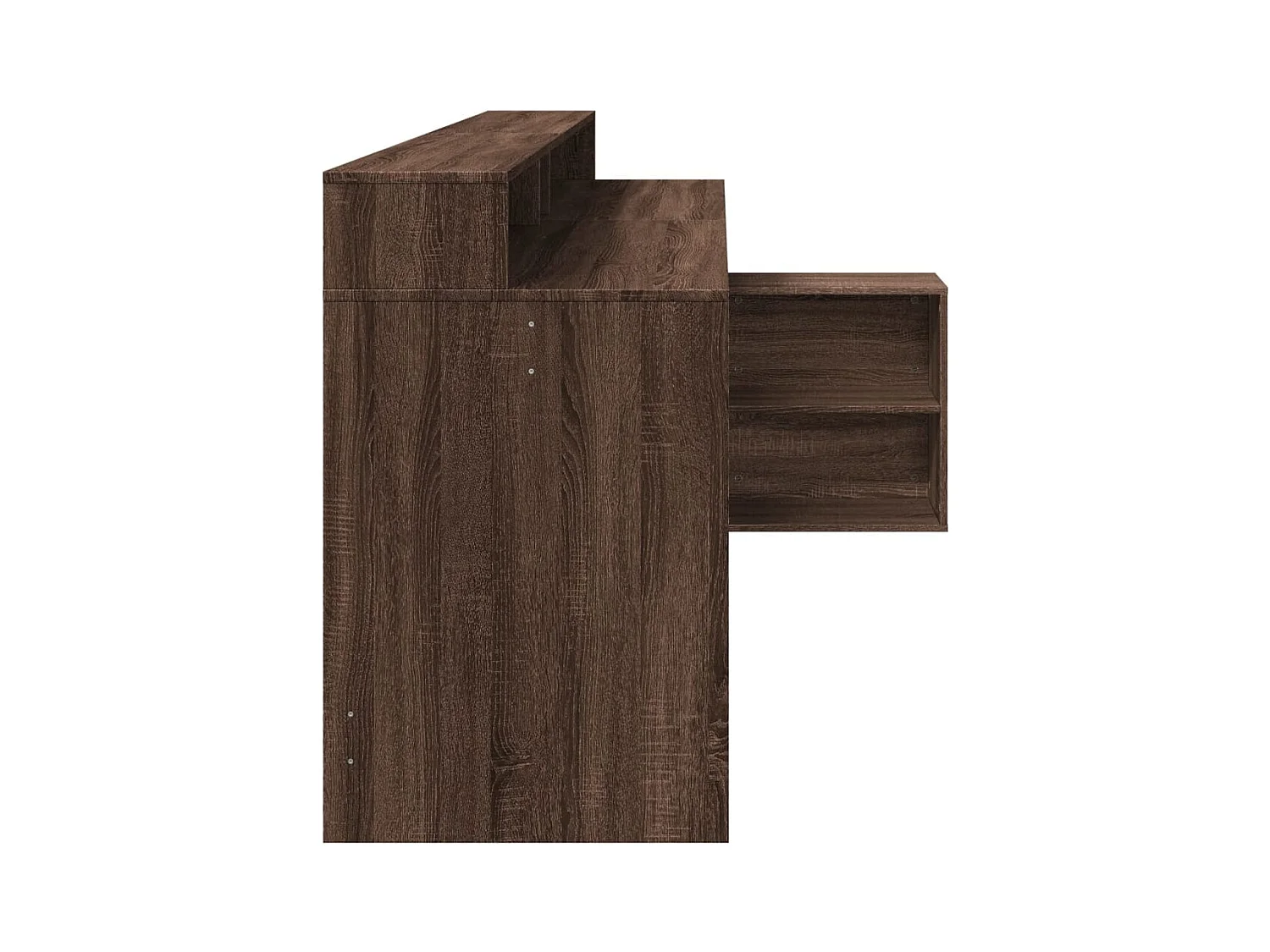 Bureau et lumières LED chêne marron bois d'ingénierie