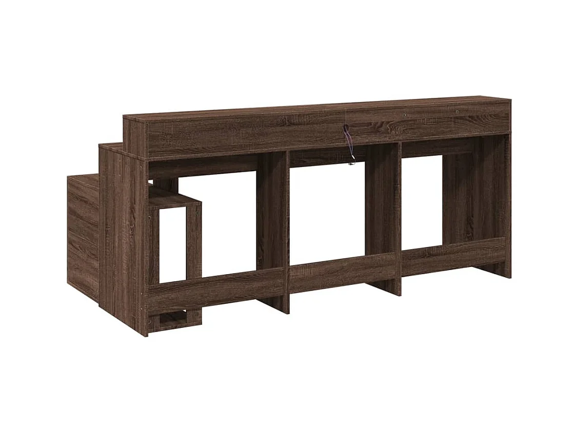 Bureau et lumières LED chêne marron bois d'ingénierie