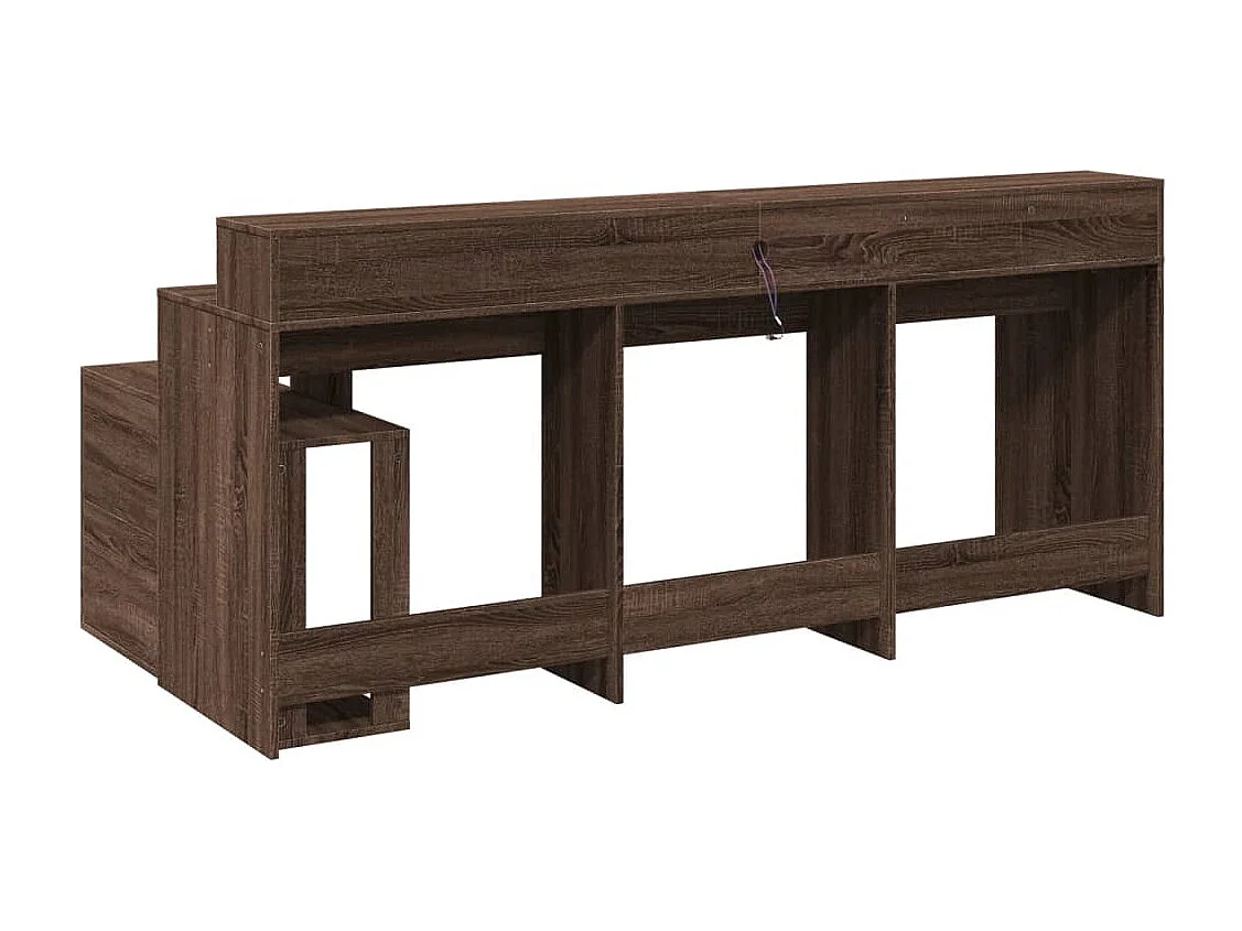 Bureau et lumières LED chêne marron bois d'ingénierie