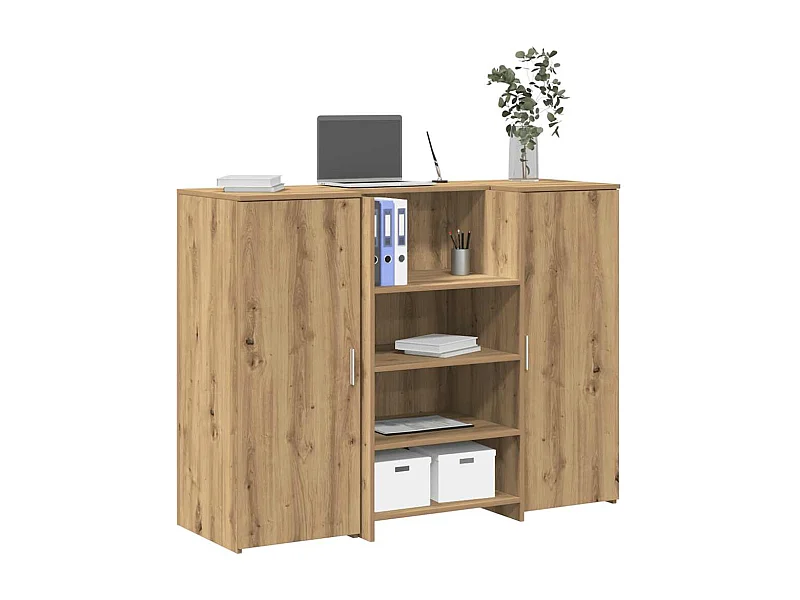 Bureau réception chêne artisanal 135x50x103,5cm bois ingénierie