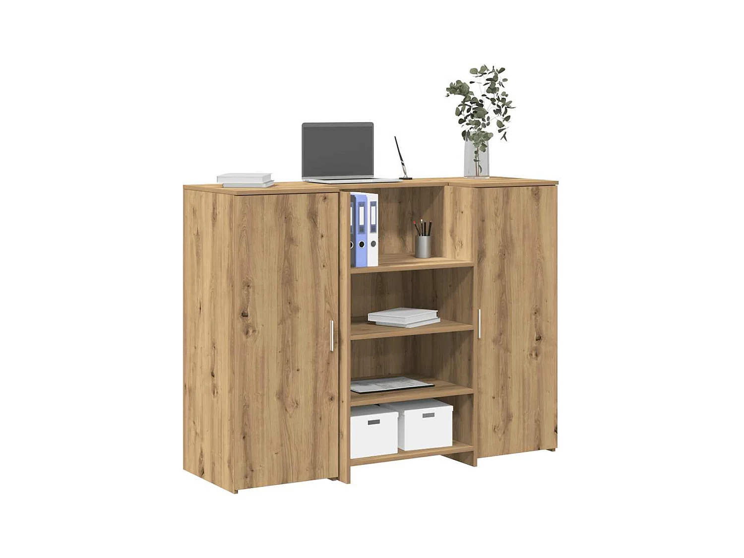 Bureau réception chêne artisanal 135x50x103,5cm bois ingénierie