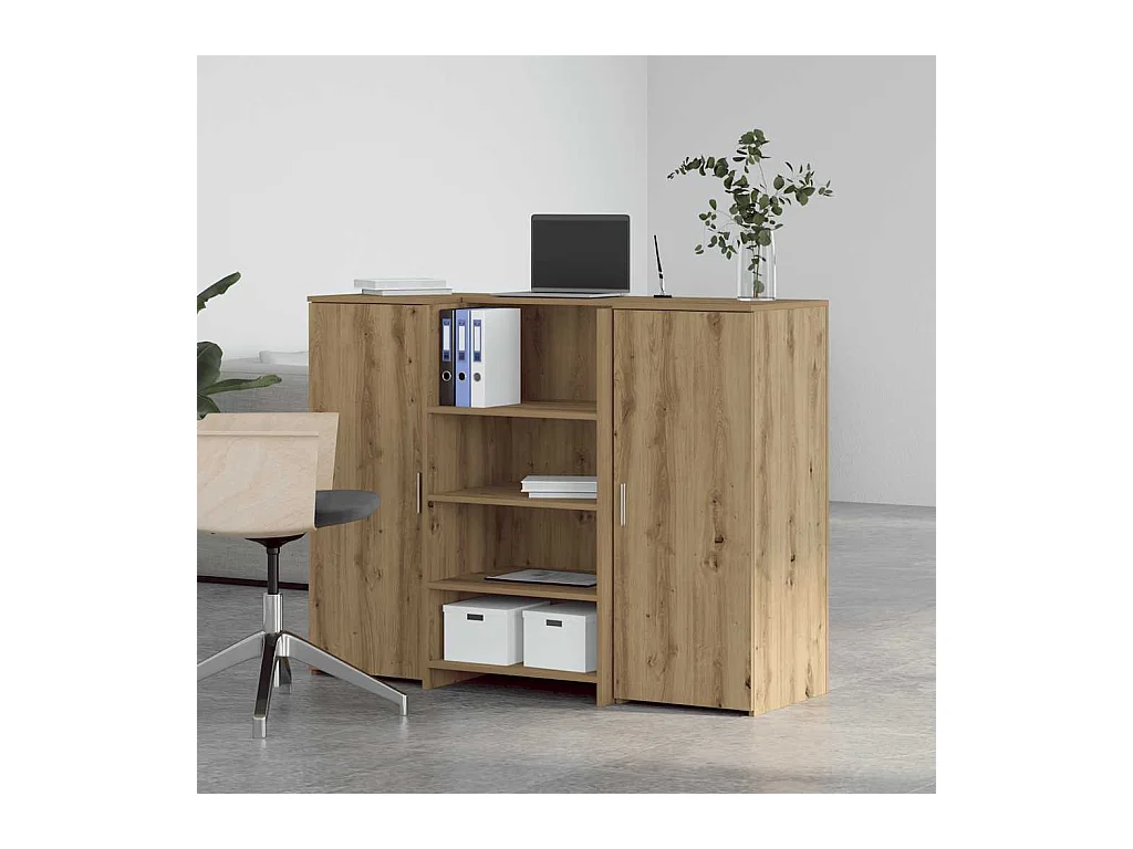 Bureau réception chêne artisanal 135x50x103,5cm bois ingénierie