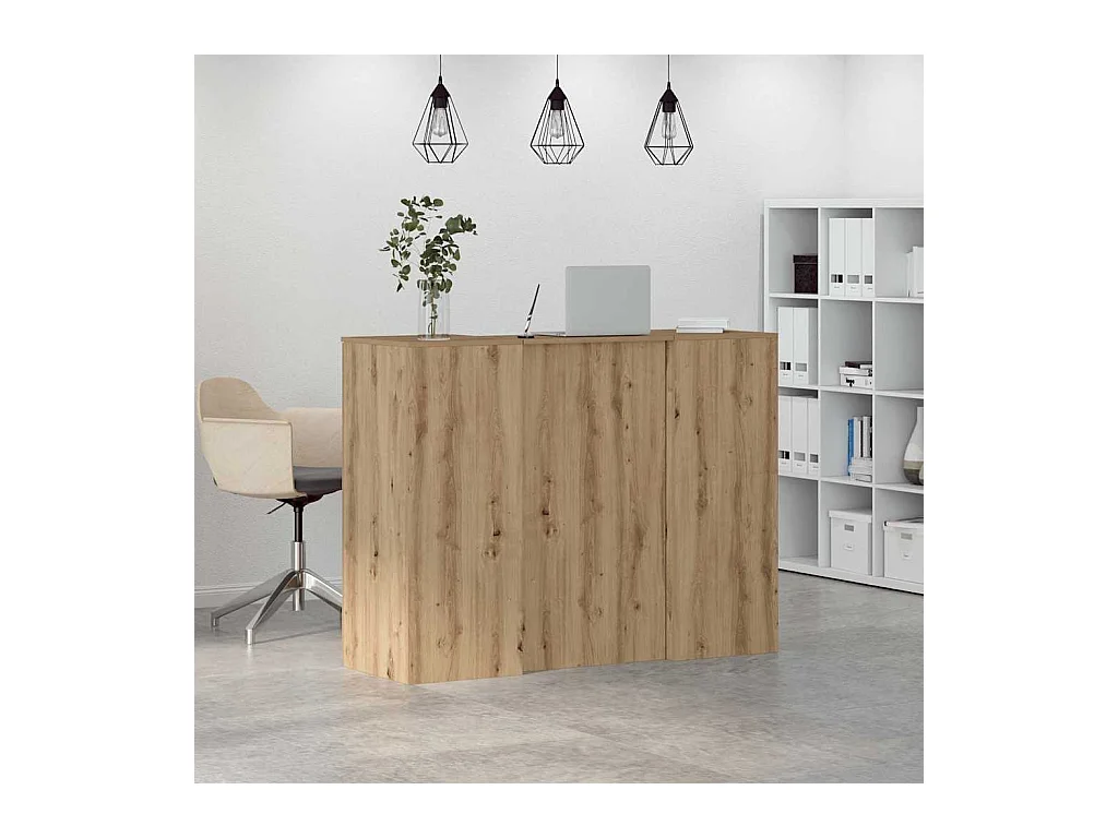 Bureau réception chêne artisanal 135x50x103,5cm bois ingénierie