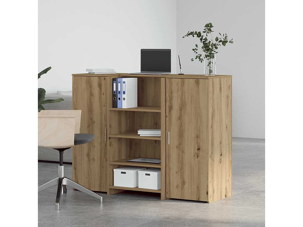 Bureau réception chêne artisanal 135x50x103,5cm bois ingénierie