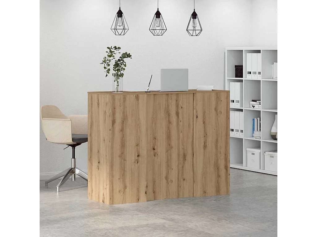Bureau réception chêne artisanal 135x50x103,5cm bois ingénierie