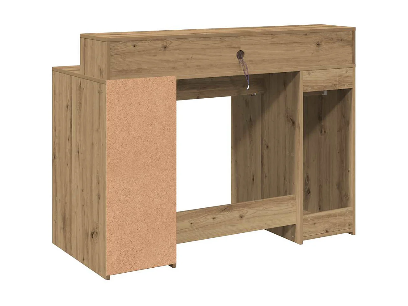 Bureau avec lumières LED chêne artisanal bois d'ingénierie