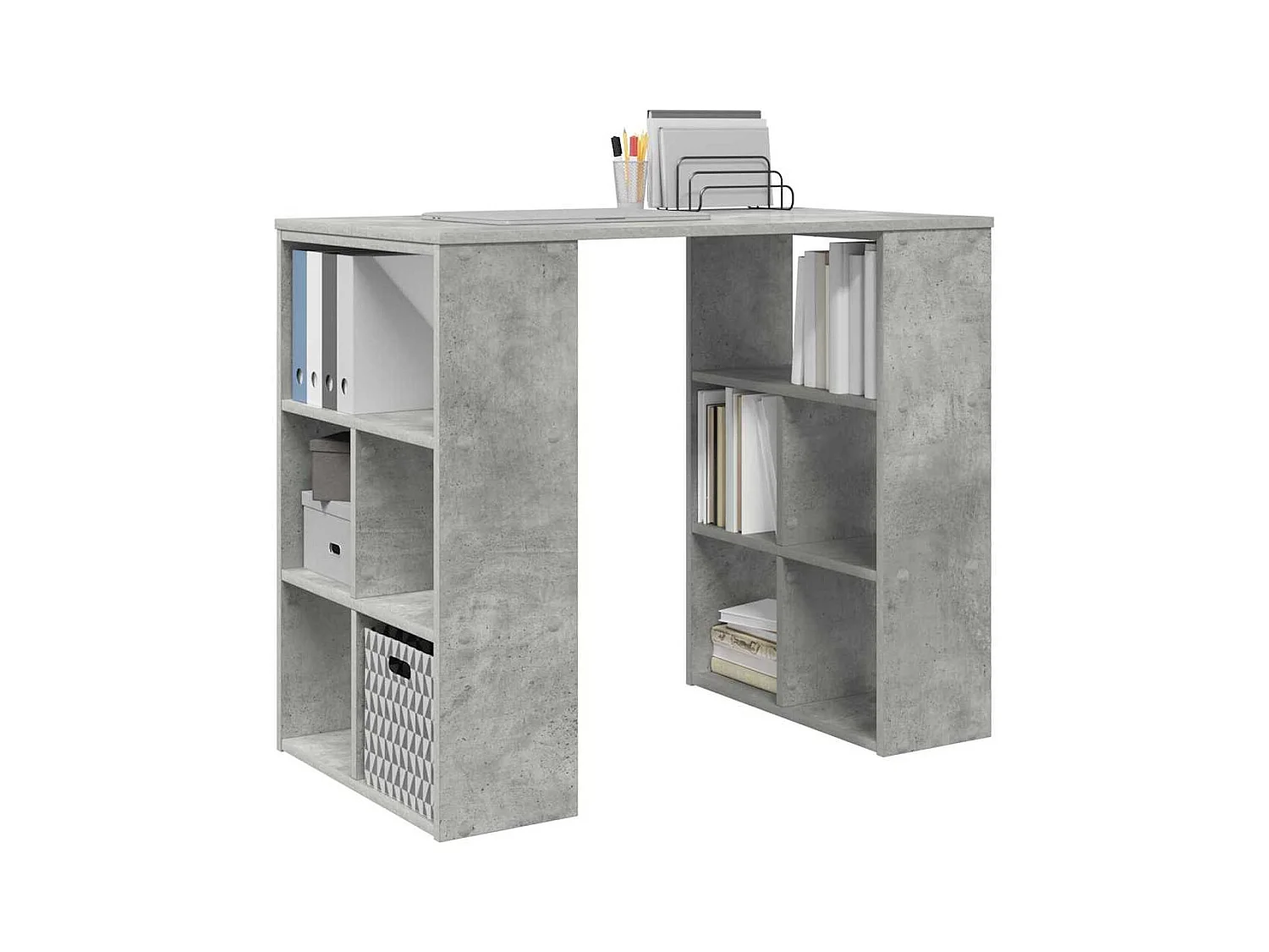 Bureau avec étagère Gris 90 x 50 x 75 cm Bois d'ingénierie