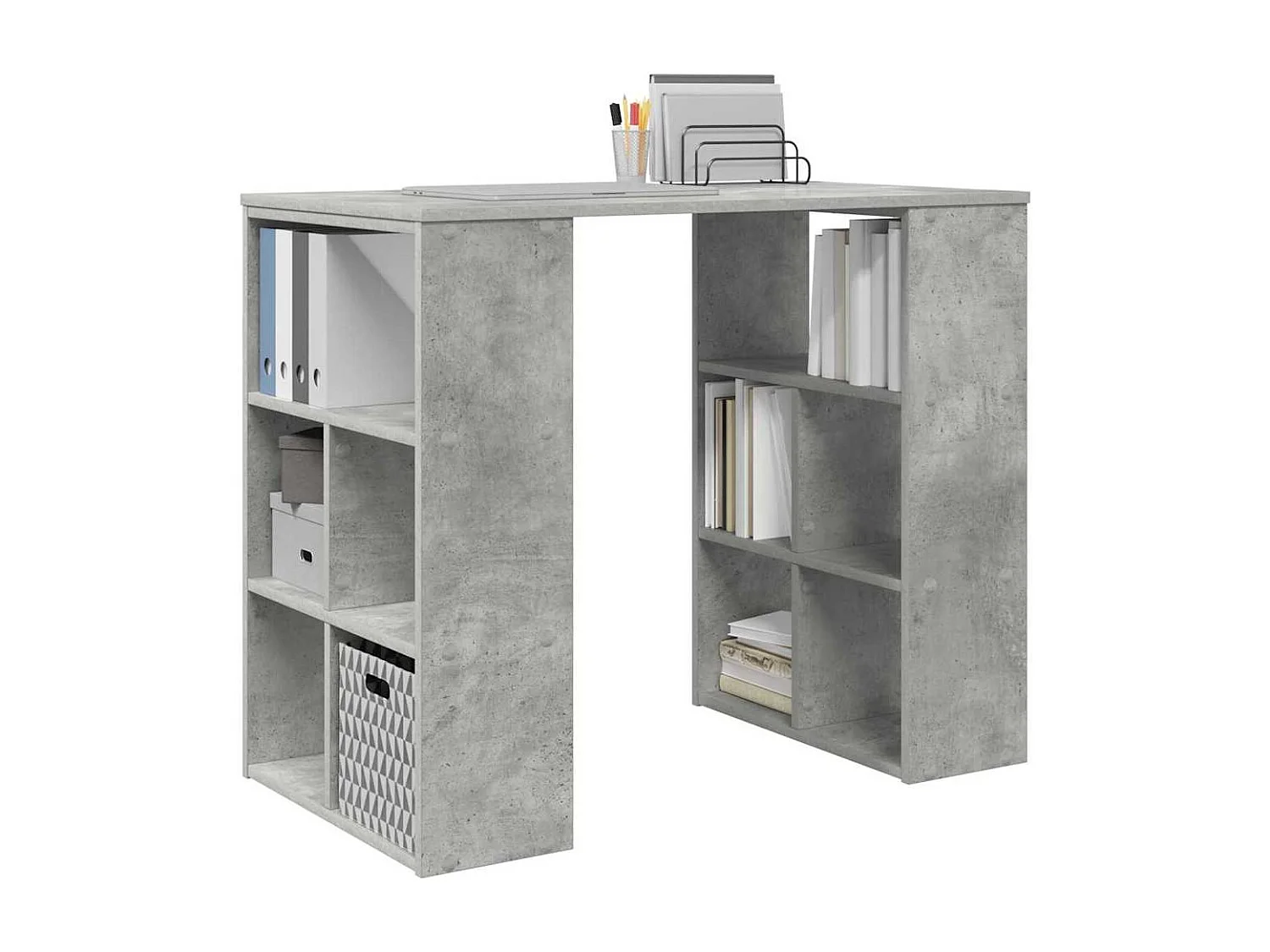 Bureau avec étagère Gris 90 x 50 x 75 cm Bois d'ingénierie