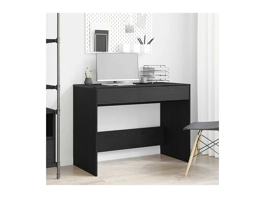 Bureau chêne noir 101x50x76,5 cm Bois d'ingénierie