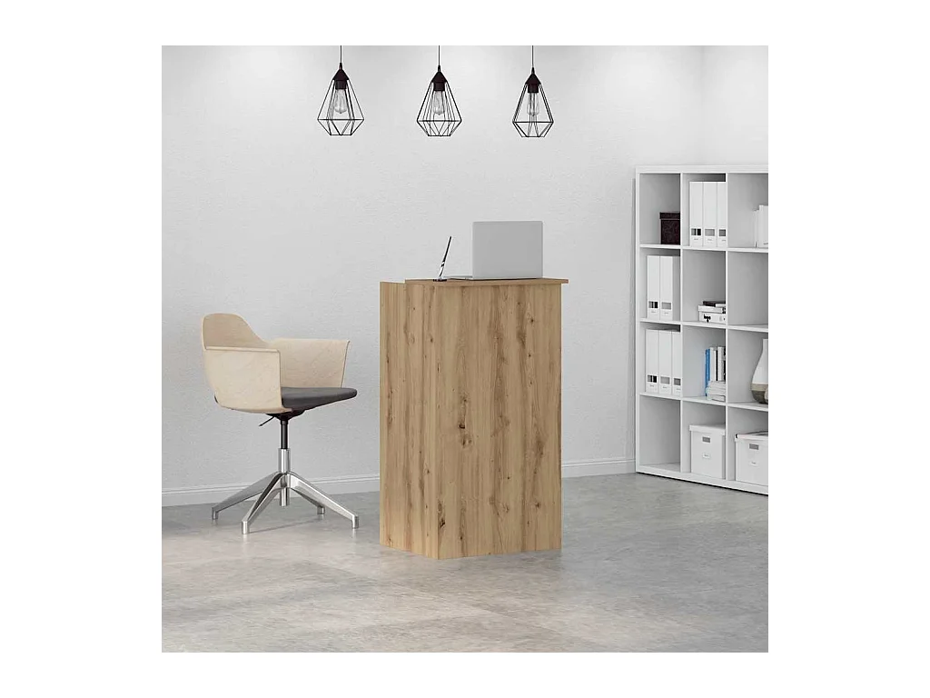 Bureau réception chêne artisanal 55x50x103,5 cm bois ingénierie