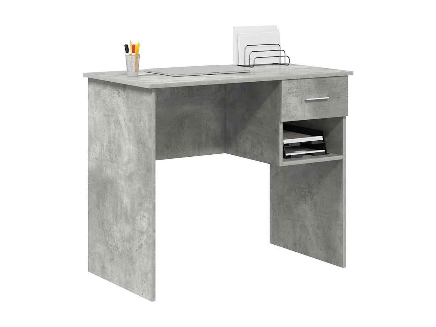 Bureau Gris béton 90 x 49.5 x 75 cm Bois d'ingénierie