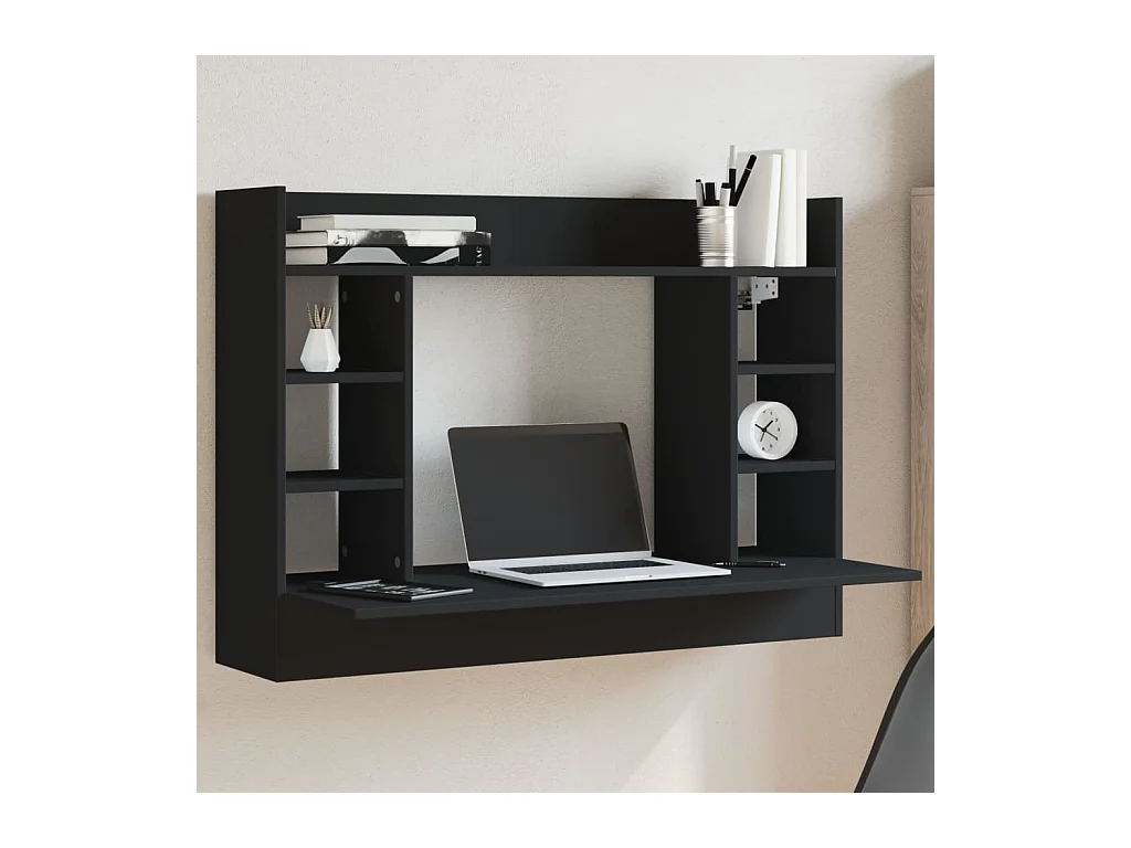 Bureau mural noir 105x48x75 cm bois d'ingénierie