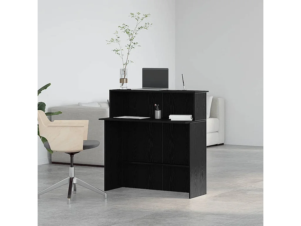 Bureau de réception noir 100x50x103,5 cm bois d'ingénierie