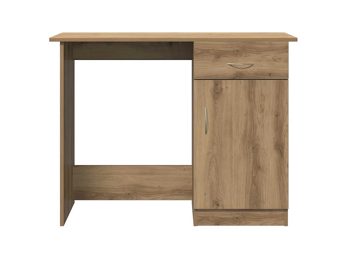 Bureau chêne artisanal 100x50x76 cm bois d'ingénierie