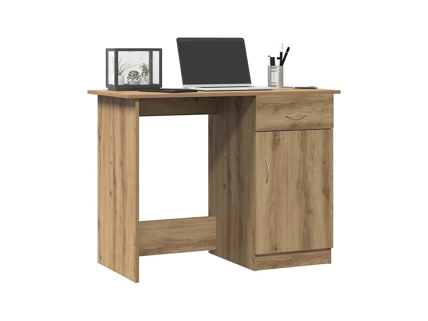 Bureau chêne artisanal 100x50x76 cm bois d'ingénierie