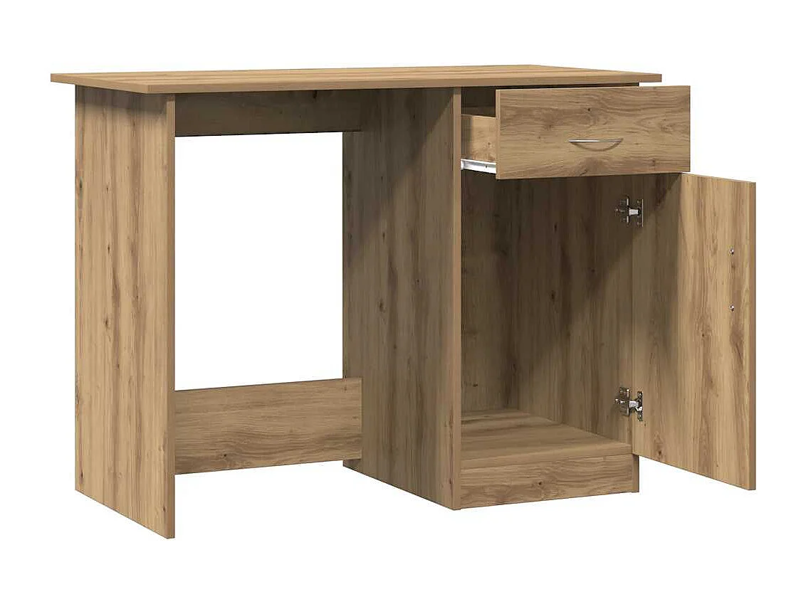 Bureau chêne artisanal 100x50x76 cm bois d'ingénierie