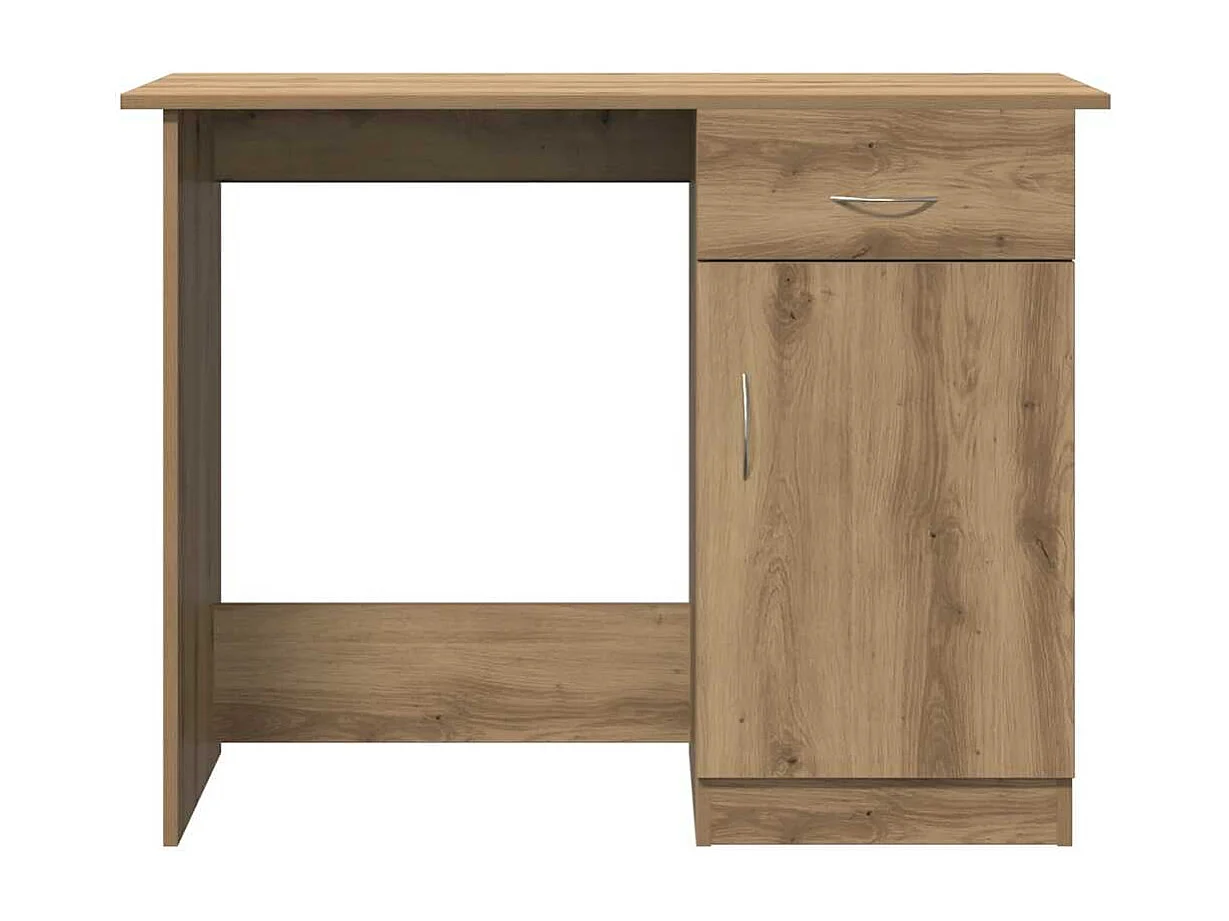 Bureau chêne artisanal 100x50x76 cm bois d'ingénierie