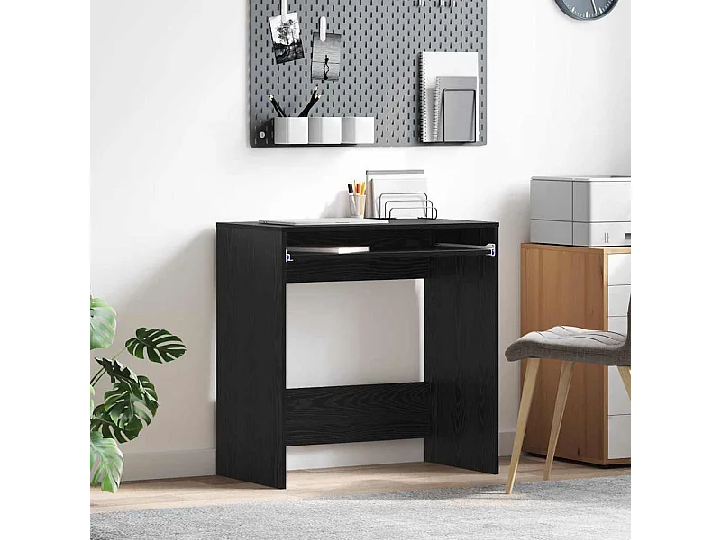 Bureau met plank Zwart eiken 77,5 x 43 x 79 cm Bewerkt hout