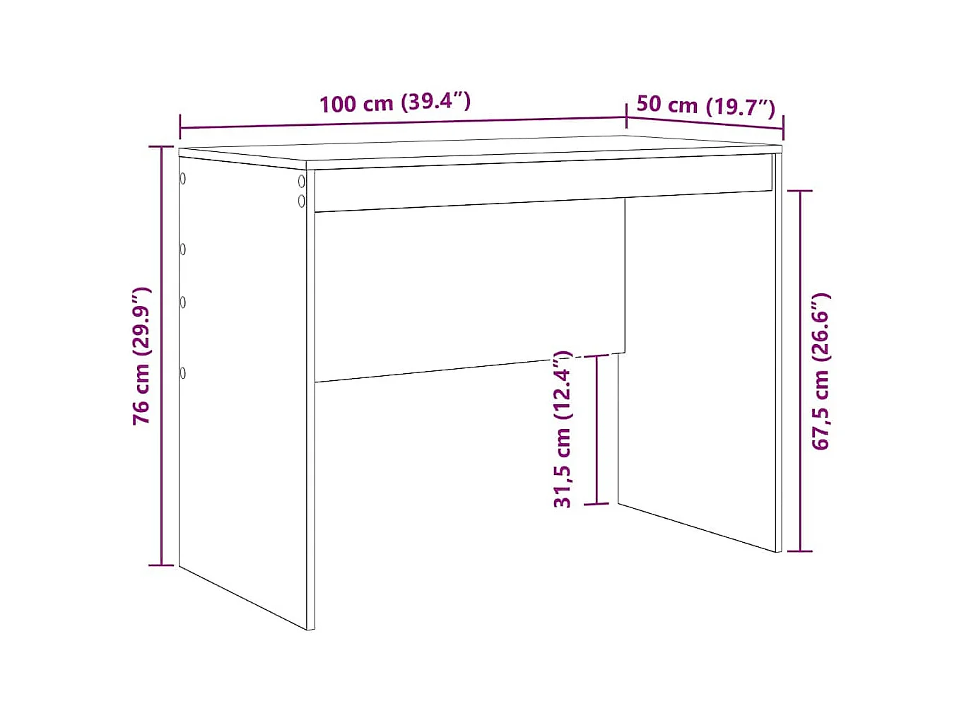 Bureau Chêne noir 100 x 50 x 76 cm Bois d'ingénierie