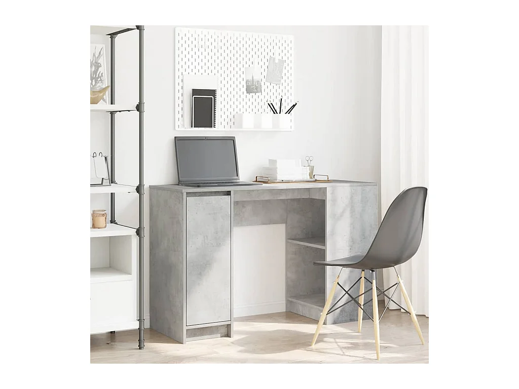 Bureau gris béton 120x42x76 cm bois d'ingénierie