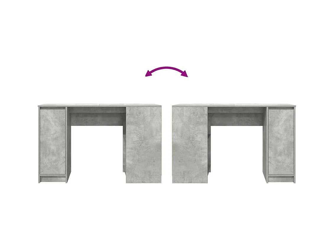 Bureau gris béton 120x42x76 cm bois d'ingénierie