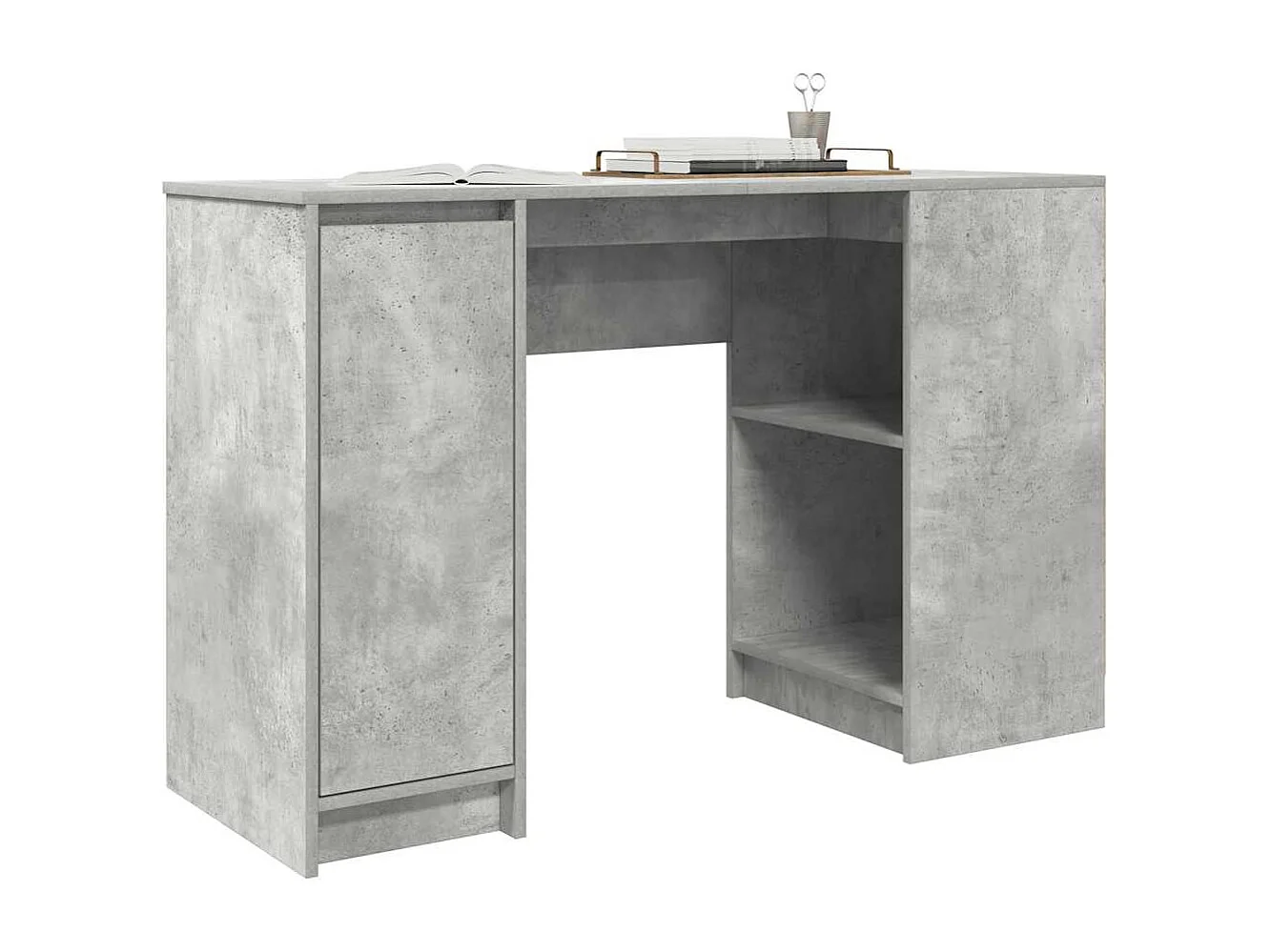 Bureau gris béton 120x42x76 cm bois d'ingénierie
