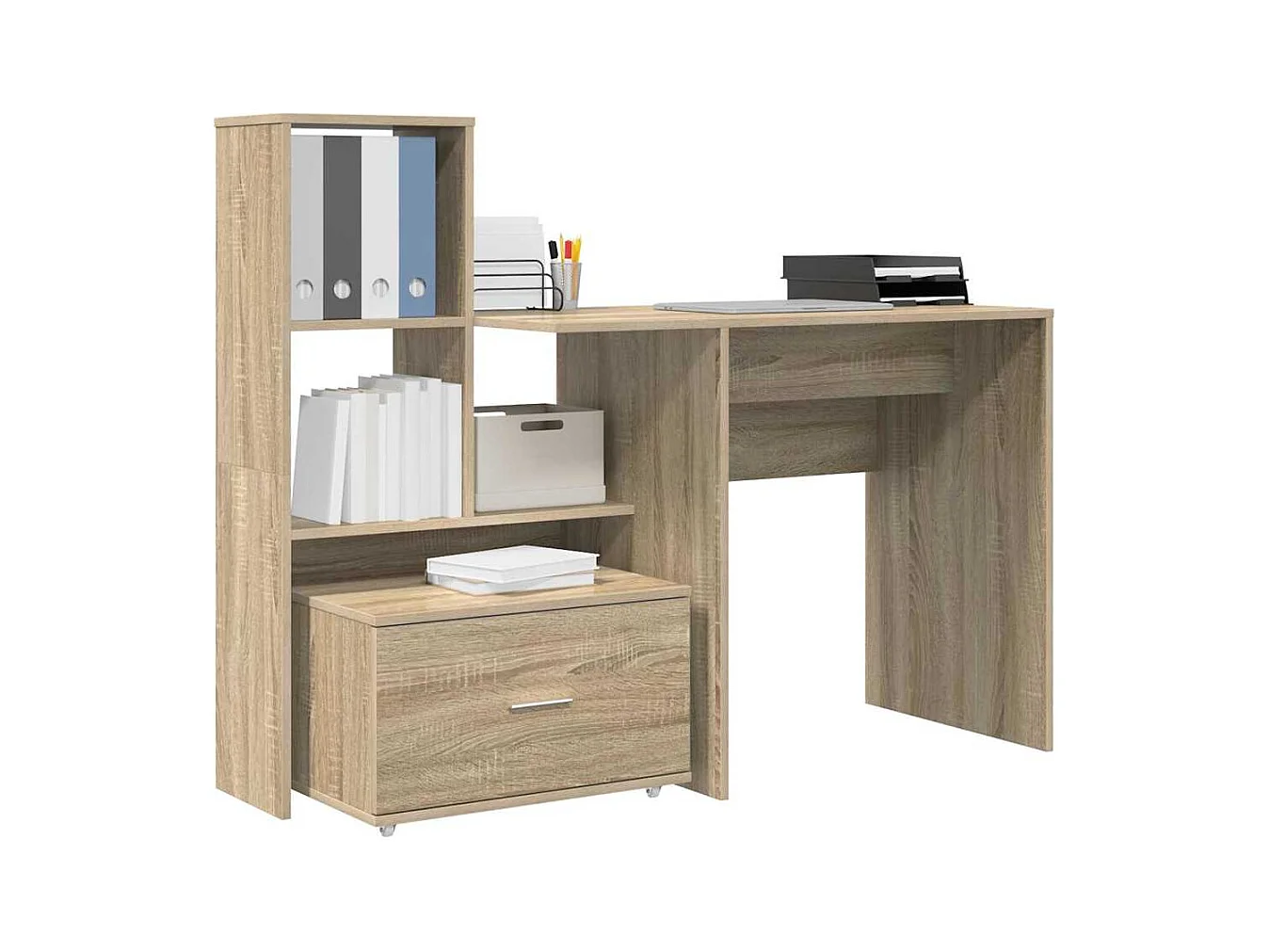 Bureau Chêne sonoma 131,5 x 50 x 106,5 cm Bois d'ingénierie