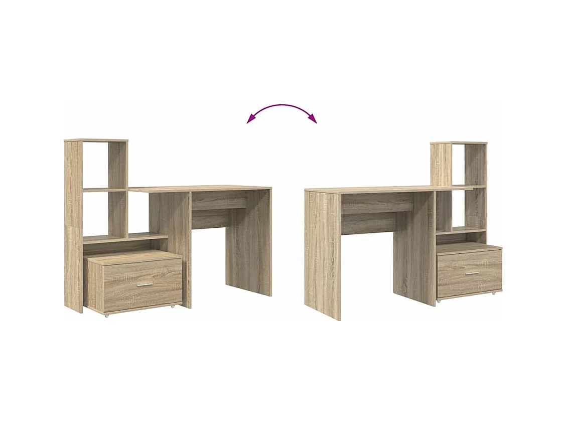 Bureau Chêne sonoma 131,5 x 50 x 106,5 cm Bois d'ingénierie