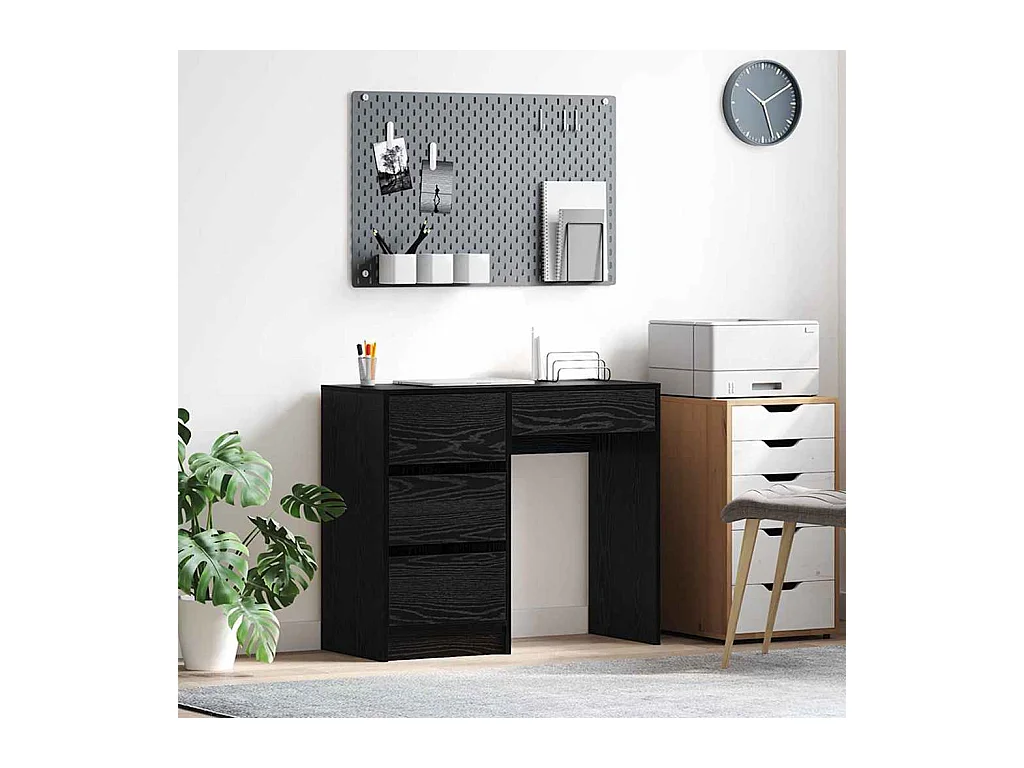 Escritorio Roble negro 90 x 37.5 x 75 cm Madera contrachapada