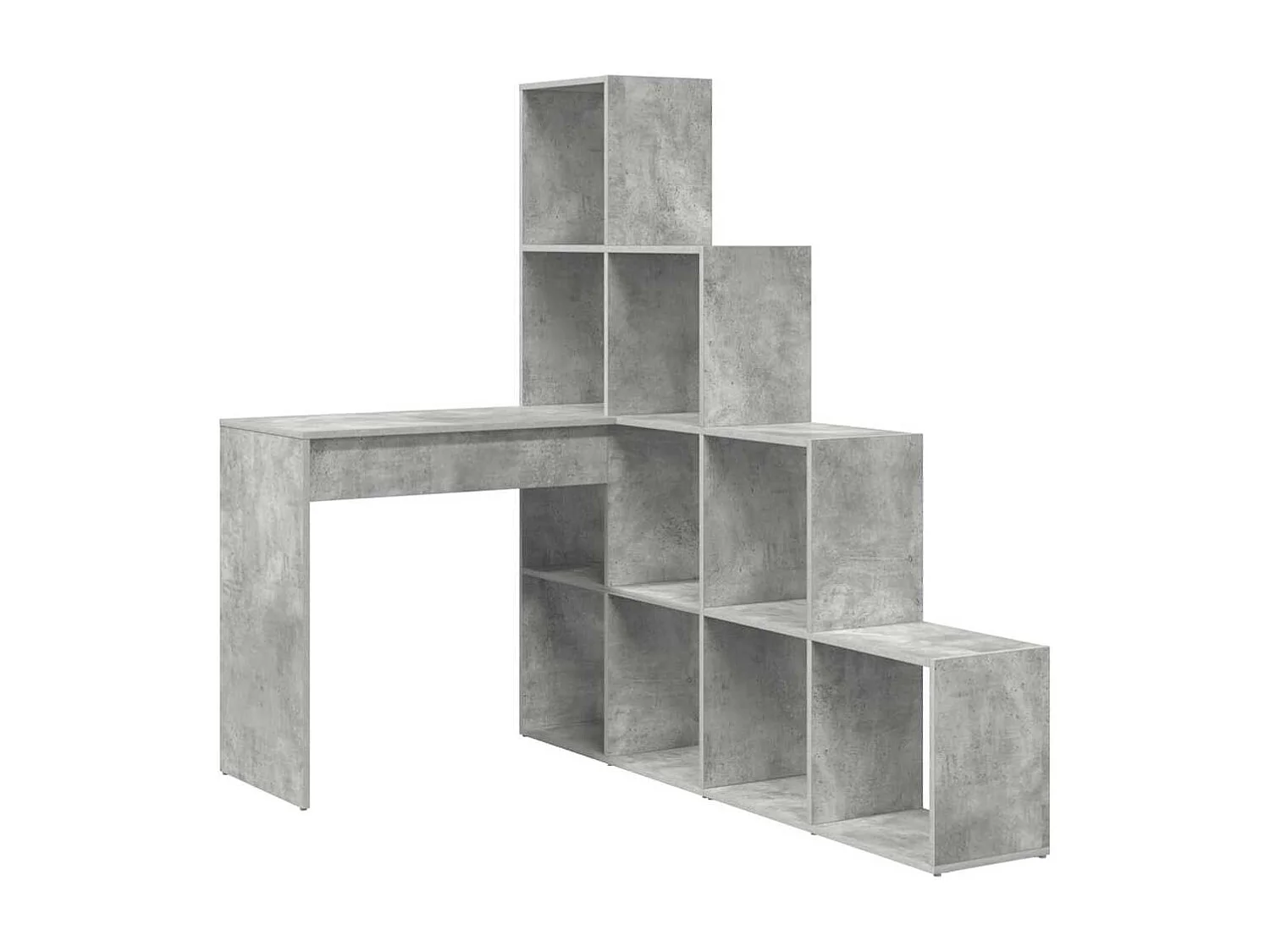 Bureau d'angle avec étagère Gris béton 101.5 x 149.5 x 149.5 cm
