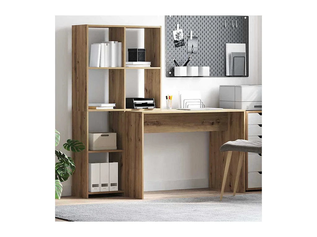 Bureau chêne artisanal 138.5 x 55 x 143 cm Bois d'ingénierie