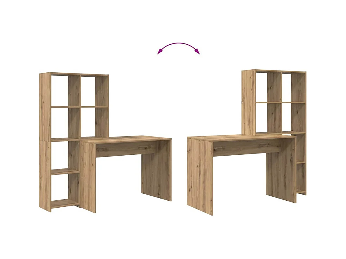 Bureau chêne artisanal 138.5 x 55 x 143 cm Bois d'ingénierie