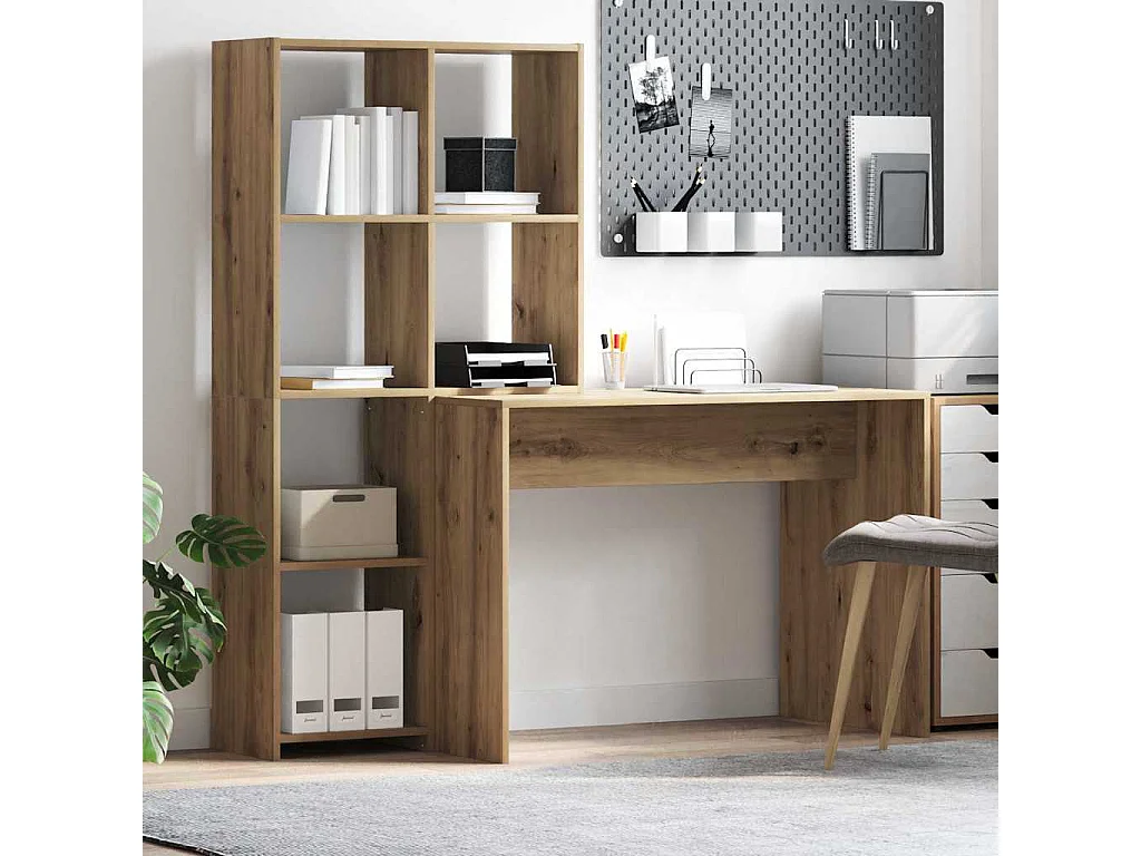 Bureau chêne artisanal 138.5 x 55 x 143 cm Bois d'ingénierie