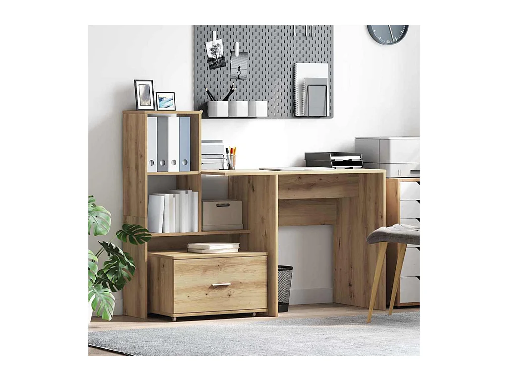 Bureau chêne artisanal 131,5 x 50 x 106,5 cm Bois d'ingénierie