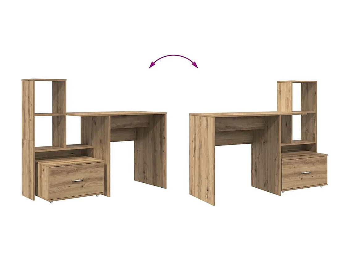 Bureau met lade artisanaal eikenkleurig 131,5 x 50 x 106,5 cm