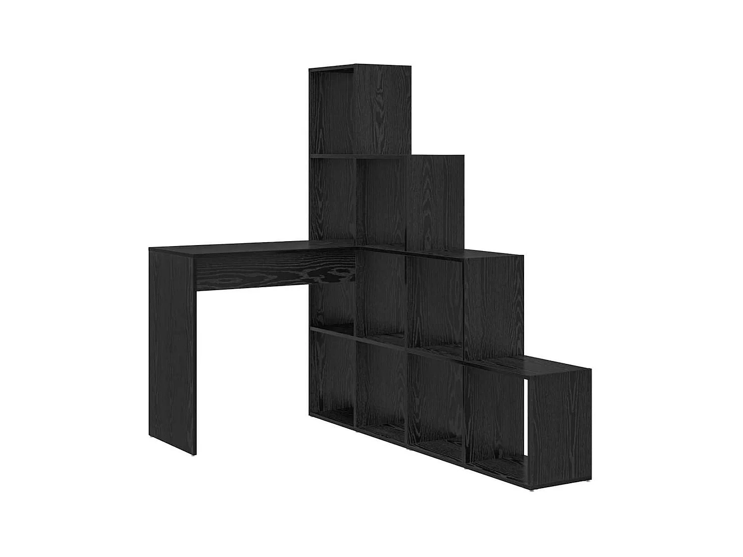 Bureau d'angle avec étagère Chêne noir 101.5 x 149.5 x 149.5 cm