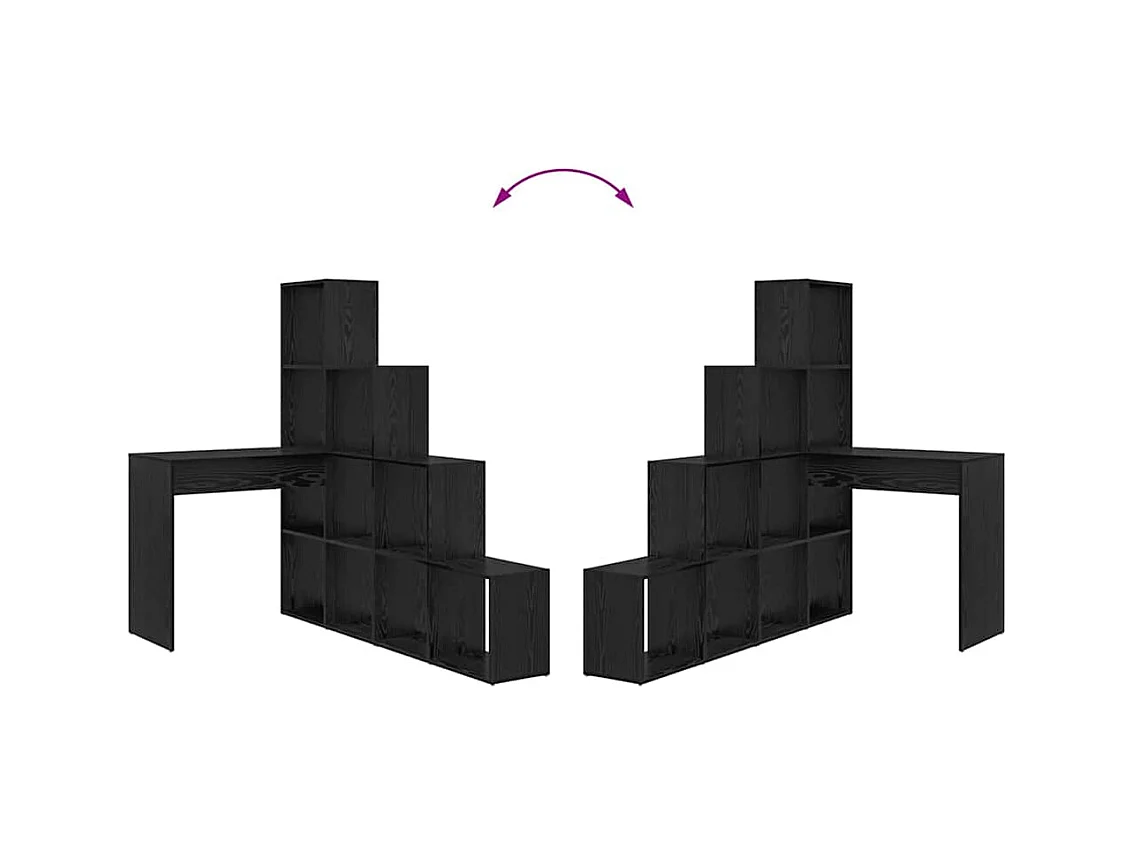 Bureau d'angle avec étagère Chêne noir 101.5 x 149.5 x 149.5 cm