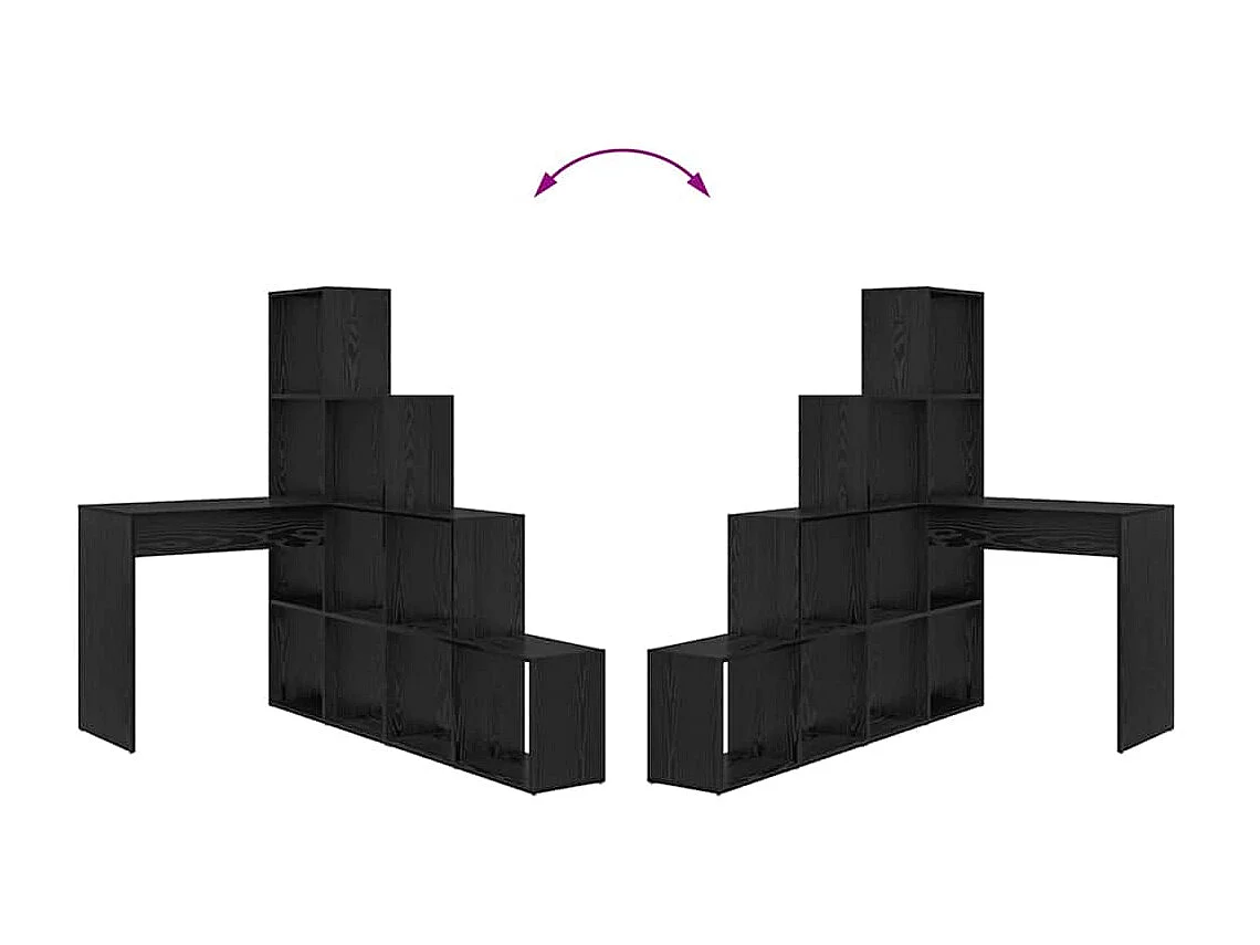Bureau d'angle avec étagère Chêne noir 101.5 x 149.5 x 149.5 cm