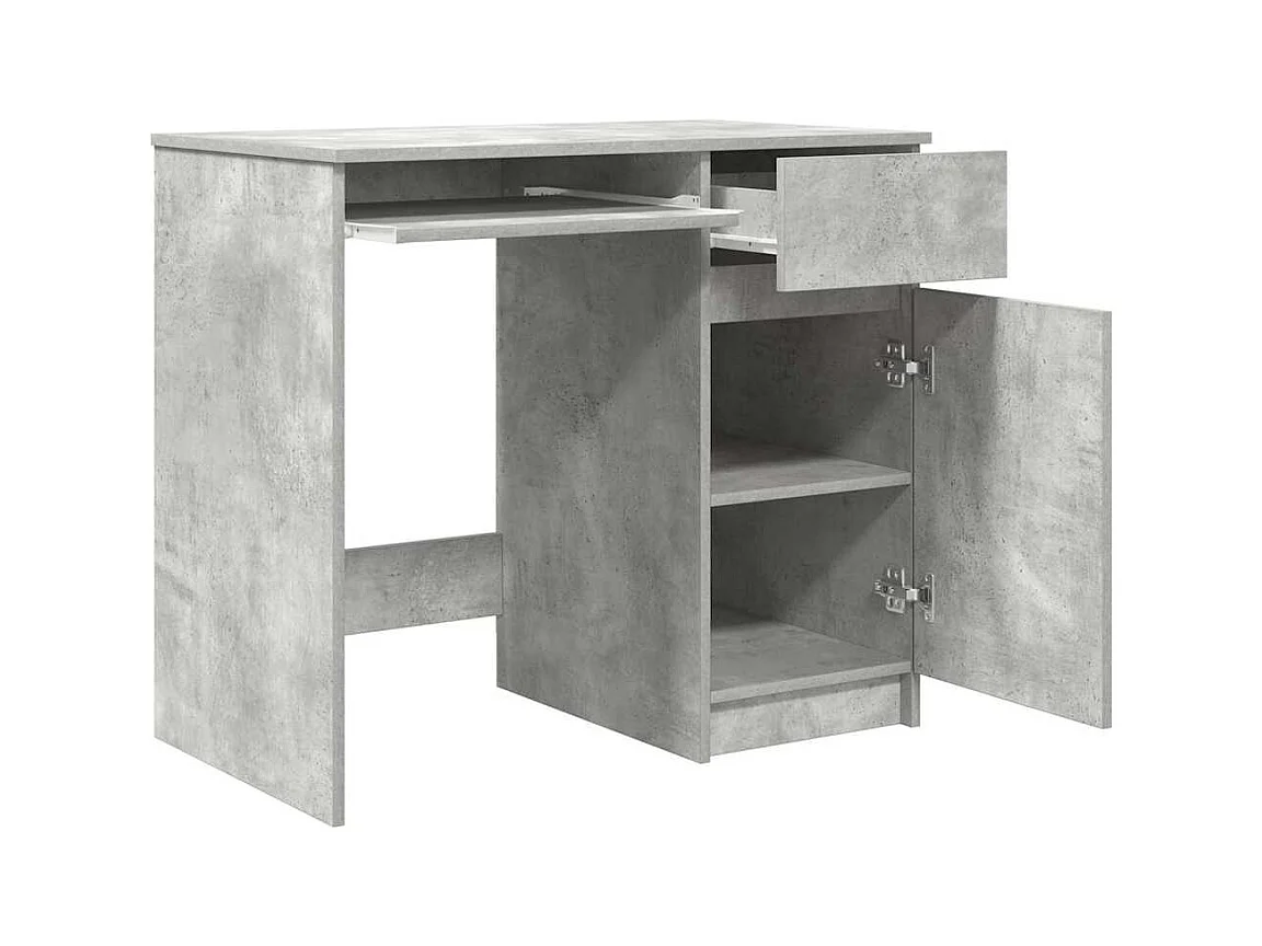 Bureau gris béton 86x49x76 cm bois d'ingénierie