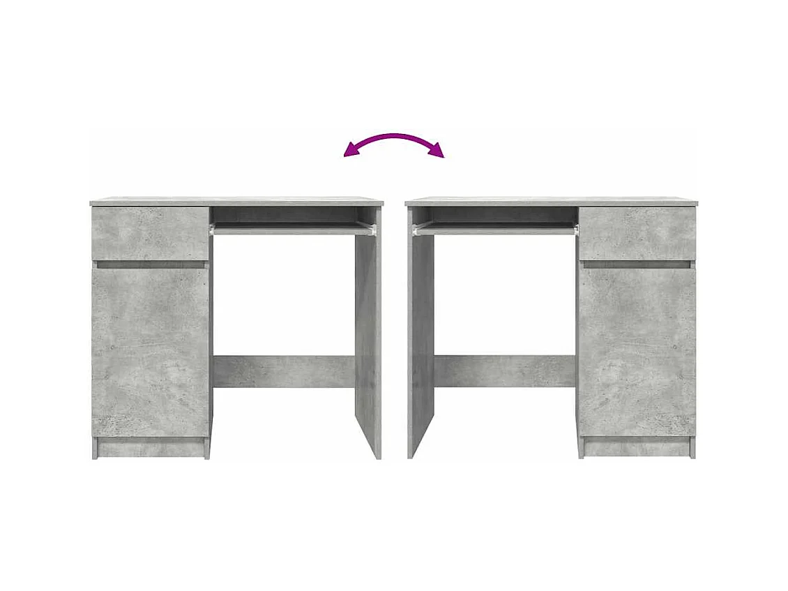 Bureau gris béton 86x49x76 cm bois d'ingénierie