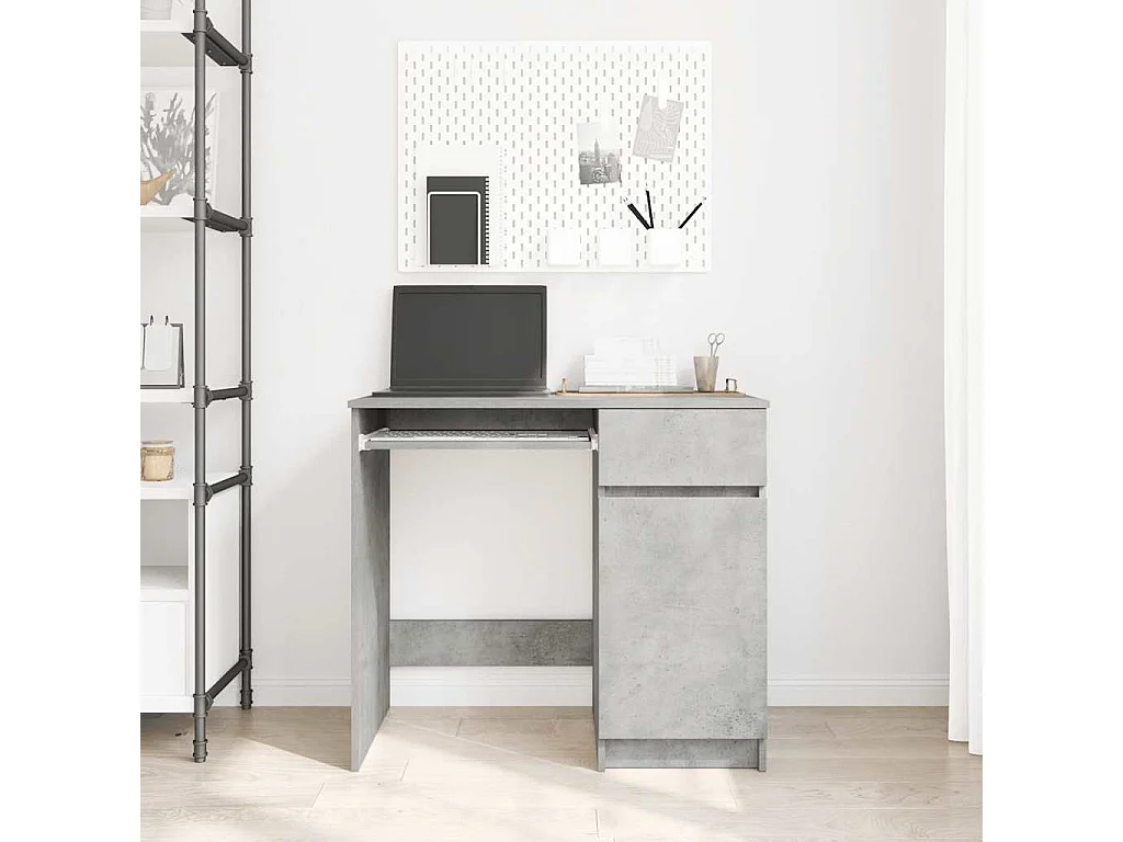 Bureau gris béton 86x49x76 cm bois d'ingénierie