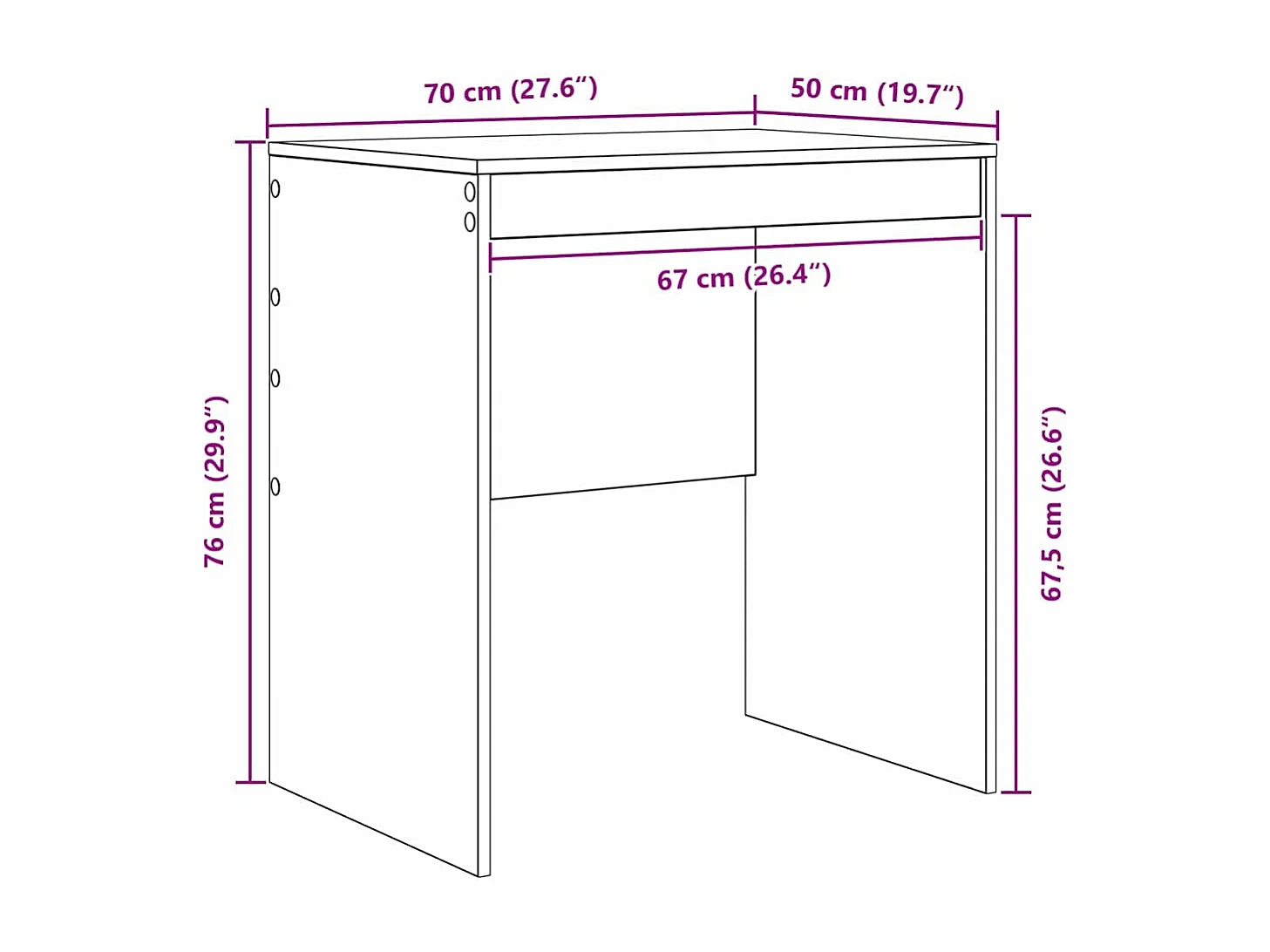 Bureau Blanc 70 x 50 x 76 cm Bois d'ingénierie