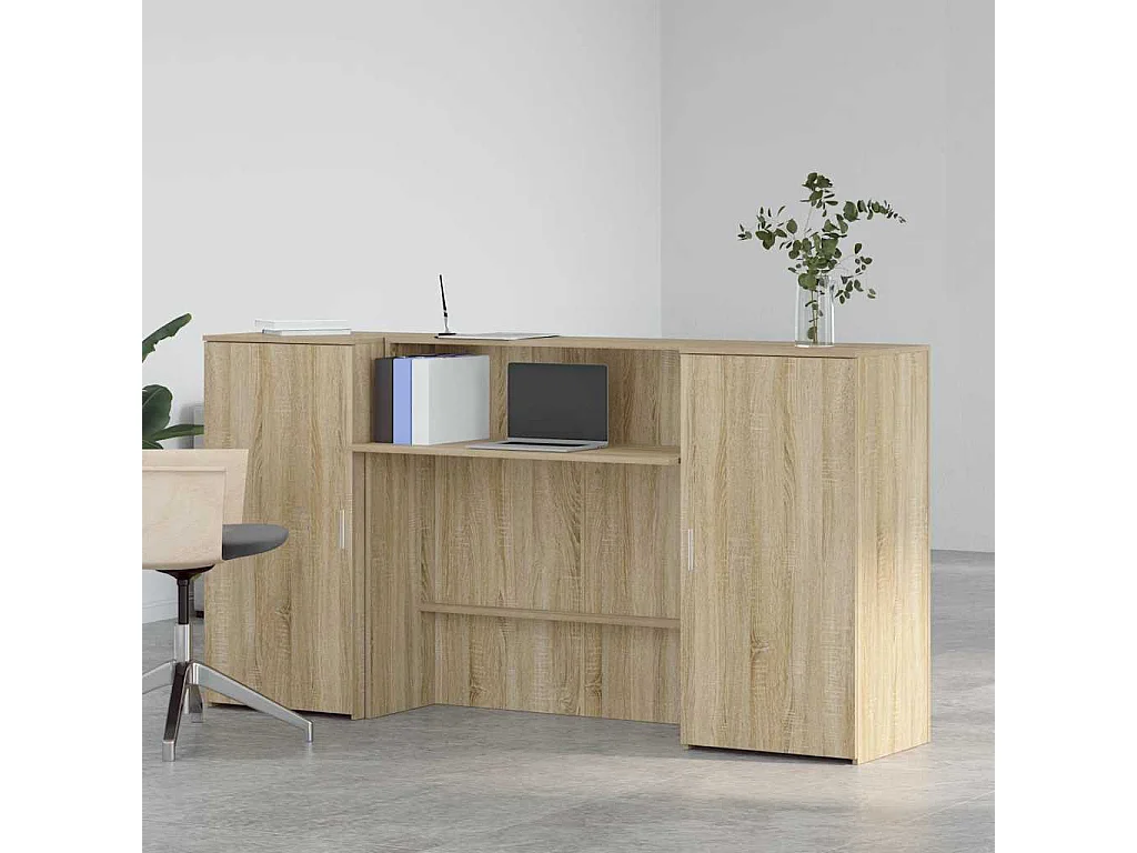 Bureau réception chêne sonoma 200x50x103,5 cm bois d'ingénierie